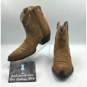 Ariat Womens Tan Suede Leather Marilyn Driftwood Western Ankle Boots Sz 7.5 3101